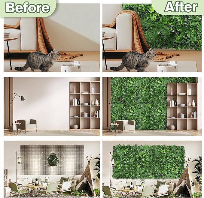 Artificial Green Boxwood Grass Wall Roll: 60"x128" UV Protected Ivy Privacy - Image 5