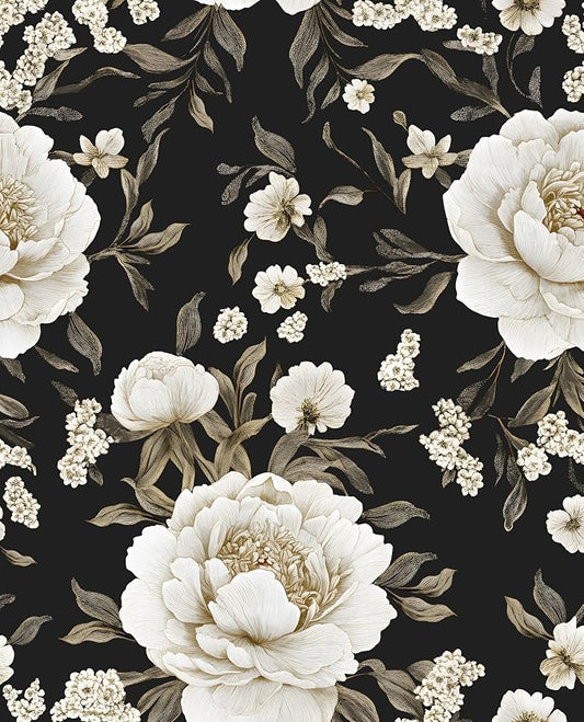 Laatse Boho Wallpaper Peel and Stick Dark Floral Wallpaper by Laatse