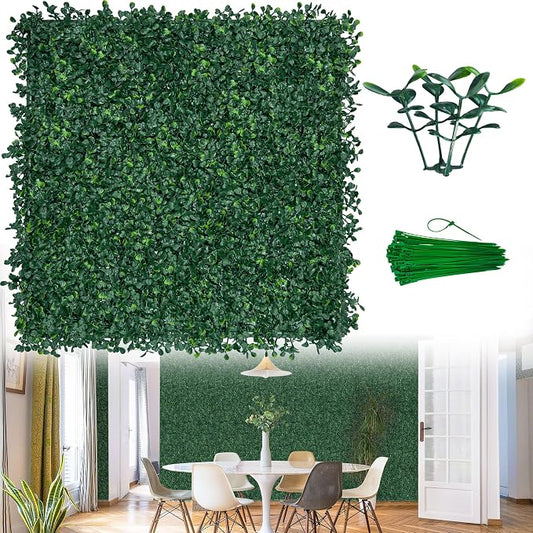 ODTORY Artificial Boxwood Wall Panels 20x20 inch 26Pcs, UV-Anti Faux Greenery by ODTORYHOME