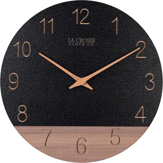 La Crosse Clock 404-3630C 12 inch Dark Sierra Wood Analog Quartz Wall Clock by LaCrosseTechnology