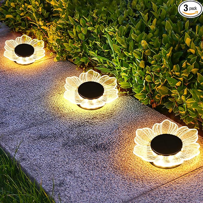 Roaming Acrylic Petal Bury Light 3-Pack Suitable for Gardens, Courtyards, Terraces, Corridors, Alleys, and Pedestrian Walkways (Petal)