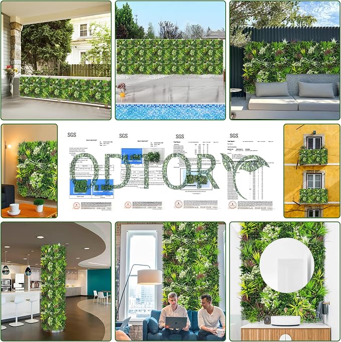 ODTORY Artificial Plant Wall Panels: 60"×120" UV-Anti Faux Grass Wall Backdrop - Image 6