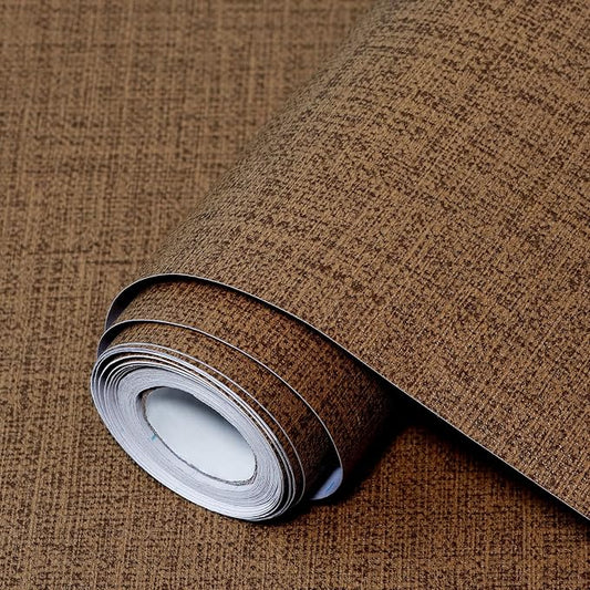 Brown Grasscloth Peel and Stick Wallpaper 17.3"x480" Faux Linen Textured by Uooar