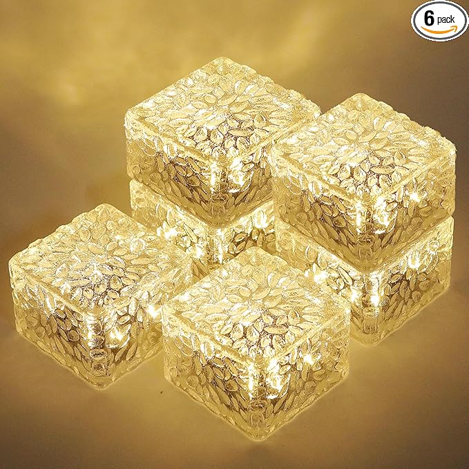 Solar Brick Lights-Outdoor Solar Lights for Yard-Solar Brick Landscape Path Light 6 Pack LED Light Brick Garden Decor for Pathway Patio Walkway Backyard Decoration