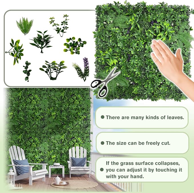 Artificial Green Boxwood Grass Wall Roll: 48"x120"（40SQFT） UV Protected Ivy - Image 4