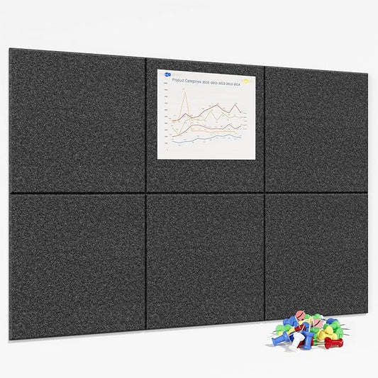 Neatsure Large Cork Board for Wall, 6 Panels Felt Tiles Tack Push Pin Board for by Neatsure