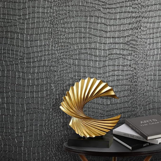 Zeeko Black Peel and Stick Wallpaper 17.3" x 590" Removable Crocodile Wallpaper by Zeeko