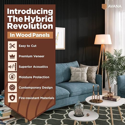 Avana Modern Acoustic Wood Wall Panels – 47.2 X 12.6 Inch Black Oak Acoustic 2 - Image 2