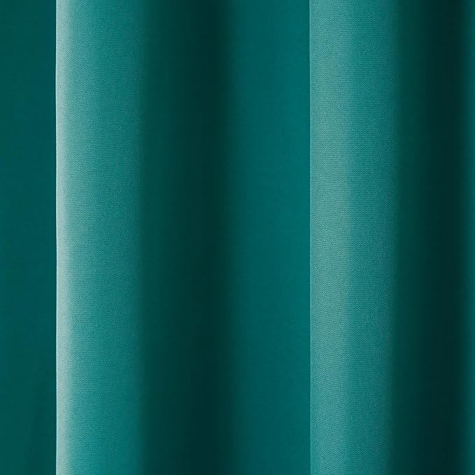 TOWN & COUNTRY BASICS Cabana Solid Heavyweight Indoor Outdoor Curtains, Light Filtering Opacity with Grommet Top, Water Repellent, 2-Pack Set, 54"x84", Dark Teal