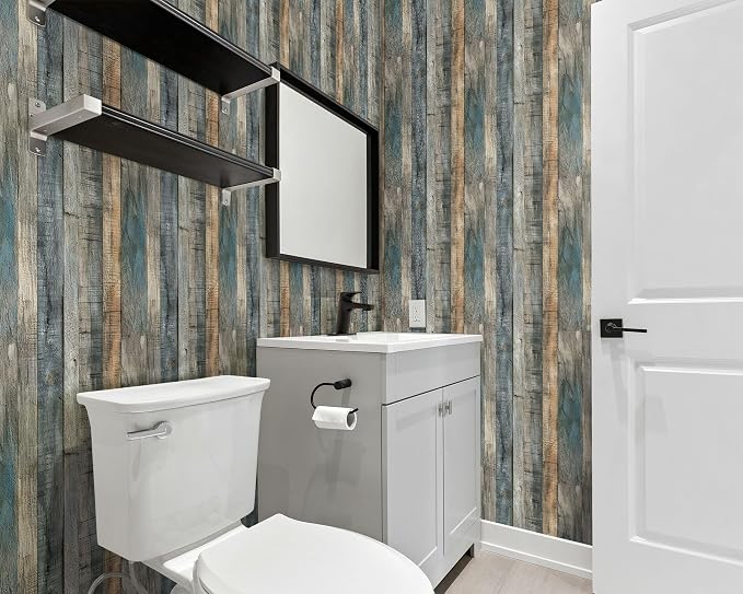 FLFK Peel and Stick Wallpaper Vintage Grey Wood Contact Paper - Image 4
