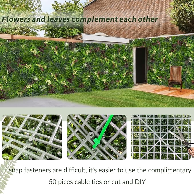 Artificial Ivy Wall Boxwood Roll: 40"x120" UV Resistant Green Leaves Faux - Image 4