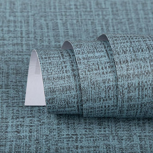 TANONE Blue Contact Paper Peel and Stick 15.8 in X 118 in, Grasscloth Wallpaper by TANONE