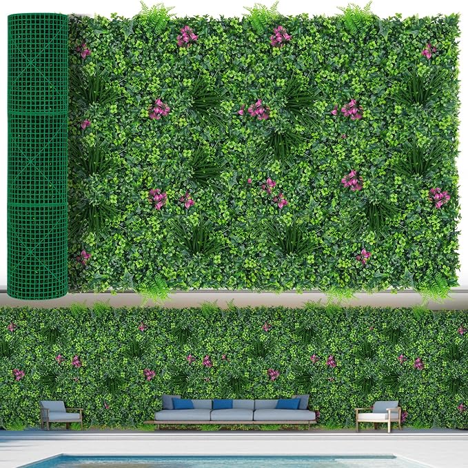 Artificial Grass Wall Roll Panels, UV-Anti Fake Greenery Plant Boxwood Panels by EverNature