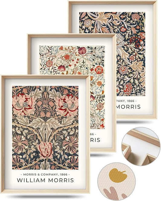 Framed William Morris Canvas Wall Art, Floral Pattern Vintage Poster Wall Decor by HesenDot
