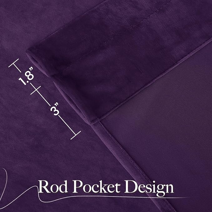 NICETOWN Purple Velvet Curtains 90 inches Long 2 Panels Set, Thermal Insulated - Image 7