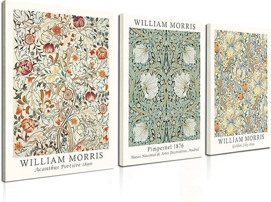 Induslyfe Framed Flower Wall Art Canvas Decor Set of 3, William Morris Framed by Induslyfe