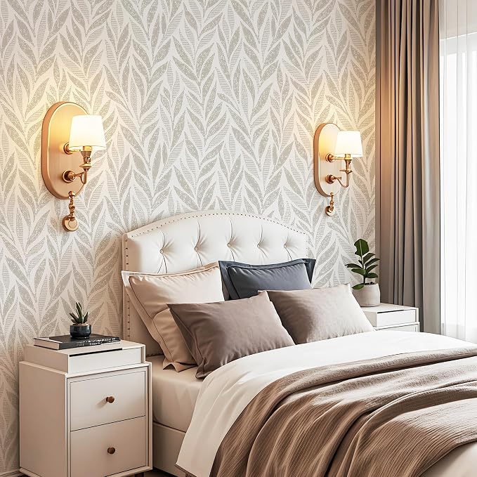 Safiyya 393"x17.3" Boho Peel and Stick Wallpaper Beige and White Wallpaper Leaf - Image 2