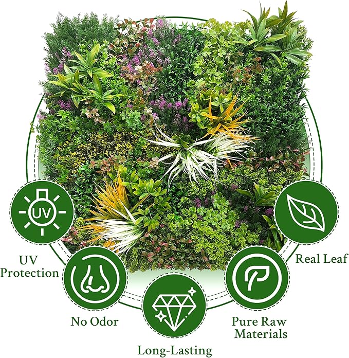 ODTORY Artificial Greenery Grass Wall Panels: 20"x 20" 24P UV-Anti Faux Ivy - Image 4