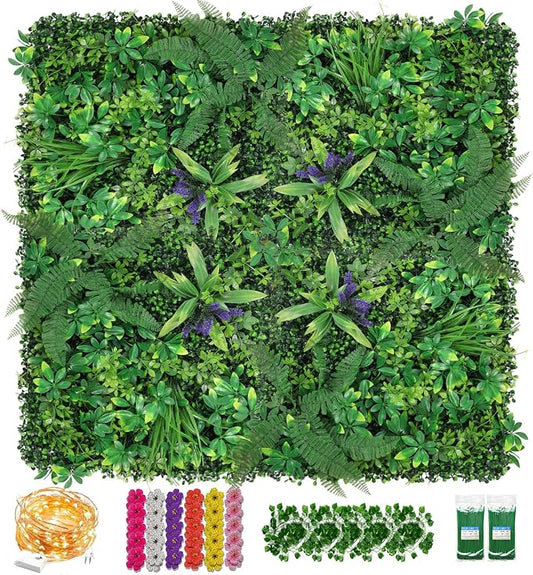 Artificial Boxwood Panel 8 Pieces 20"x20", Faux Ivy Privacy Fence Screen by Sturdon