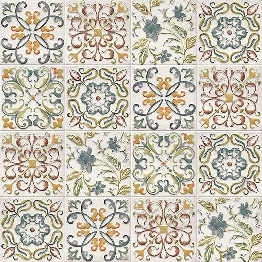 Wudnaye Bohemian Wallpaper Peel and Stick Faux Tile Contact Paper 17”×118” Tile by Wudnaye