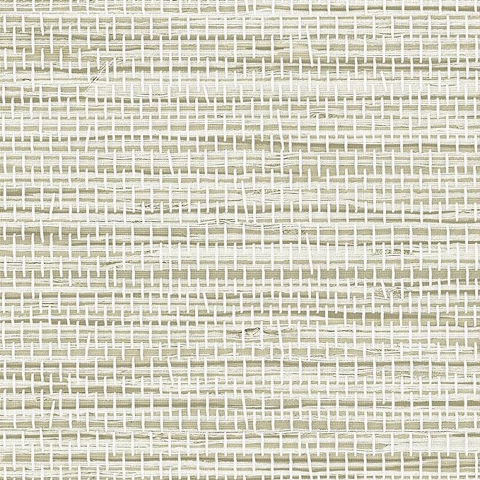 JiffDiff Grasscloth Wallpaper Peel and Stick, 17.3"x472" Cream Grassweave Stick by wallpaper