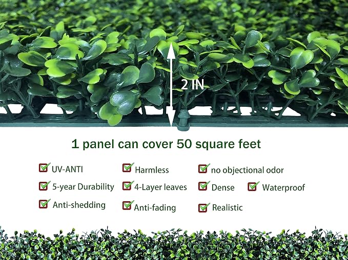 ODTORY Artificial Ivy Privacy Fence Wall Screen: 5FT X10FT UV-Anti Faux Boxwood - Image 3