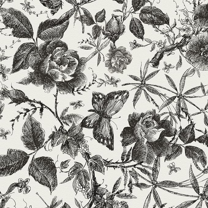 JiffDiff Floral Vintage Wallpaper Peel and Stick，Rose Wallpaper Removable Vinyl by wallpaper