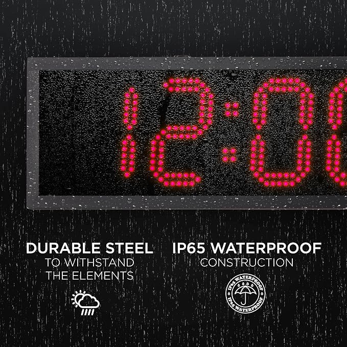 Ivation Oversized 36" Outdoor Waterproof Digital Clock, Auto Time Sync - Image 4