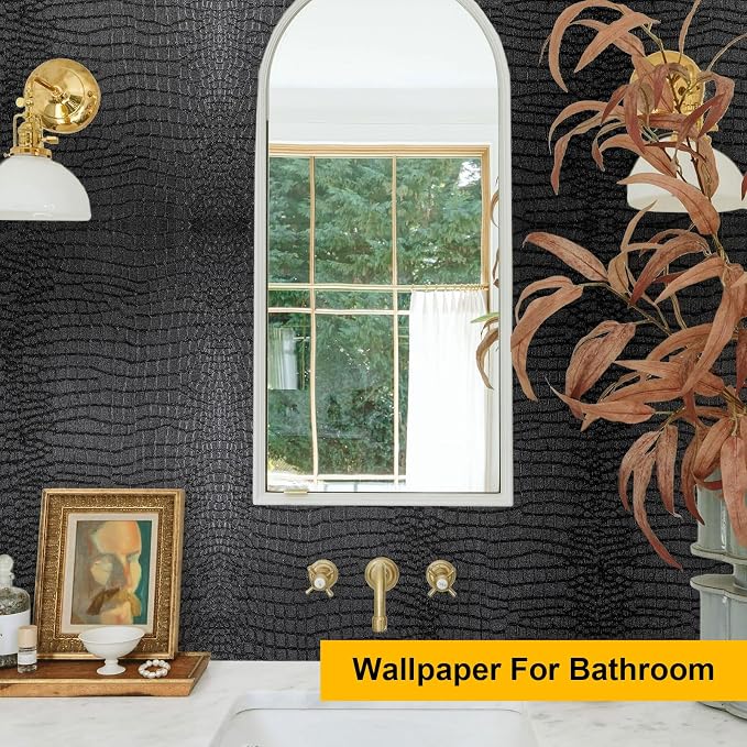 Fititem Black Peel and Stick Wallpaper 236inL 17.3inW Black Contact Paper - Image 3