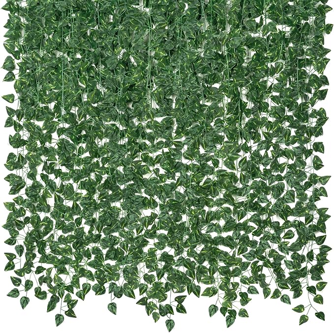 CQURE 20 Pack 140Ft Artificial Ivy Garland, Fake Vines UV Resistant Greenery by CQURE