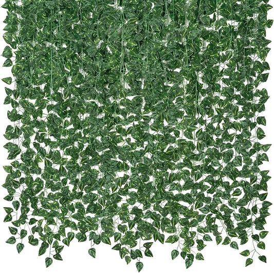 CQURE 72 Pack 504Ft Artificial Ivy Garland, Fake Vines UV Resistant Greenery by CQURE