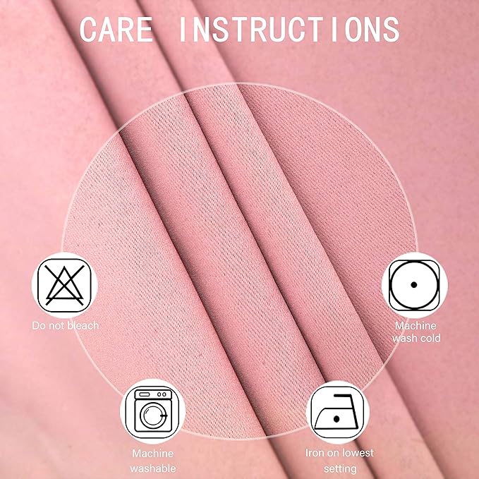 LEMOMO Blackout Curtains 66 x 95 inch/Pink Curtains Set of 2 Panels/Thermal - Image 4