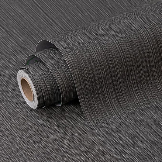 FUKU MON Dark Gray Vinyl/PVC Grasscloth Textured Wallpaper 24" X 394" Fabric by MeetyourallDIYneeds