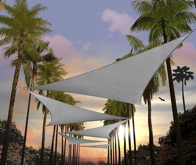 Amgo Custom Size 13' x 13' x 13' Gray Triangle Sun Shade Sail UPF50+ AGTAPRT12, Order to Make Canopy Awning, 95% UV Blockage, Water & Air Permeable, Commercial Standard (We Customize)