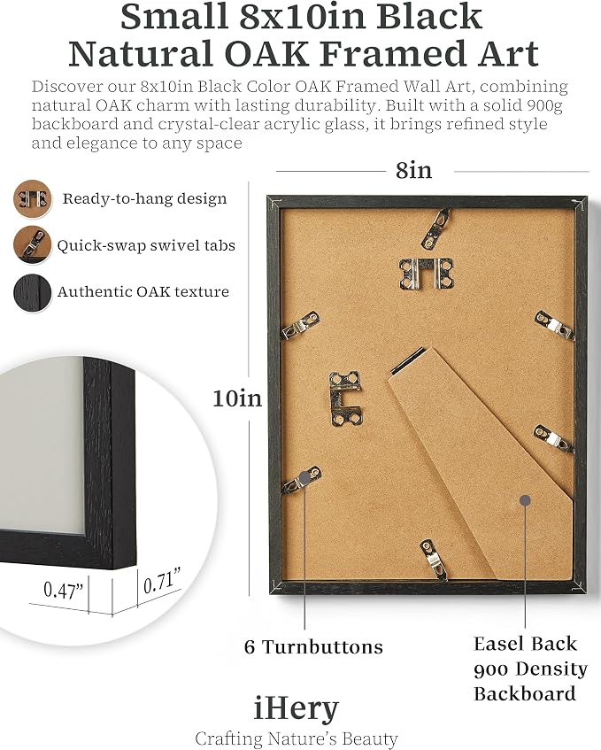 iHery Premium Small Natural Black OAK Wood 8x10in No Panic Just Disco Trendy - Image 3