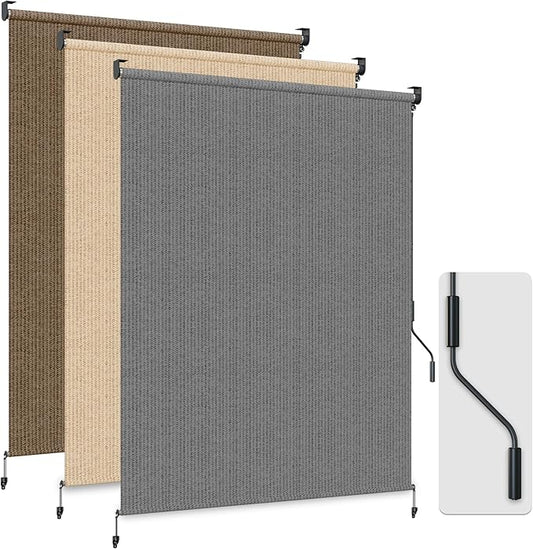 HOMEDEMO Outdoor Roller Shades for Patio, Sun Roller Shade Cloth Roll Blinds by HOMEDEMO