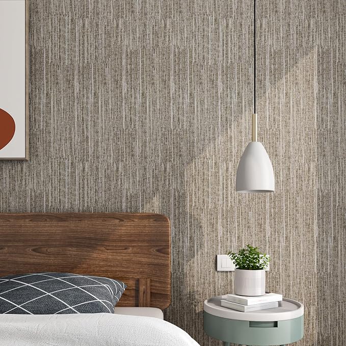 LACHEERY Faux Grasscloth Prepasted Wallpaper Peel and Stick Contact Paper - Image 6