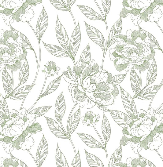 Timeet Peel and Stick Wallpaper Green Floral Wall Paper by Timeet