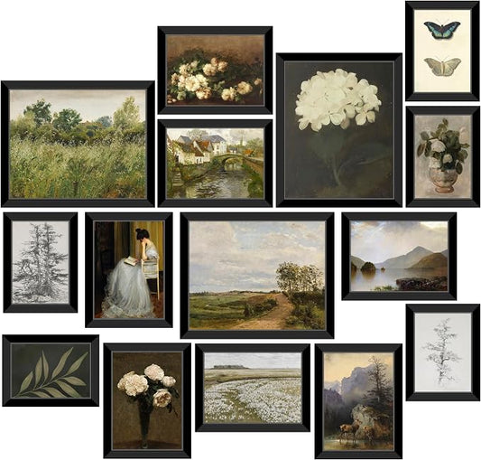 LANCHI95 Framed Vintage Wall Art Set of 15 – Gallery Wall Decor by LANCHI95