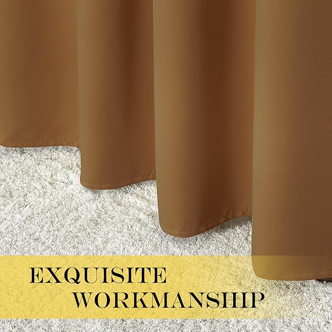 NICETOWN Sliding Door Window Treatment Blackout Patio Door Curtain Panels, Privacy Thermal Drapes for Bedroom Living Room Department with Grommet Top (Gold Brown, W66 x L110)