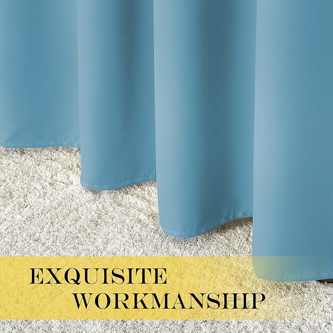NICETOWN Blackout Curtains for Sliding Glass Door Room Divider Noise Reduce Curtain Panel Portable Window Screen Sliding Partition, W100 x L102 inches, 1 Panel, Teal Blue