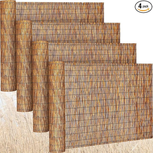 Barydat 4 Pcs 6 x 16.4 ft Reed Fence Roll, 85% Shade Bamboo Privacy Screen by home