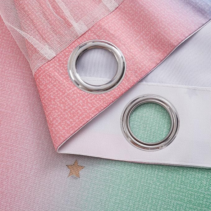 XiDi Curtains for Bedroom Decor, Rainbow Pink GreenBlue52/54/1 - Image 7