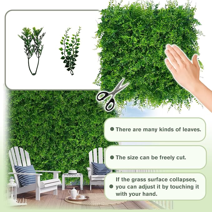 Greenery Faux Grass Wall Backdrop 72"x128" UV-Anti Artificial Green Boxwood - Image 3