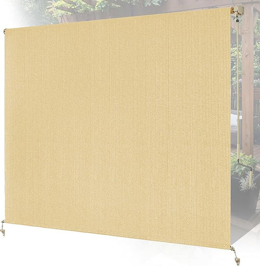 7'W x 6'H Sesame Patio Shades Roll up Outdoor Roller Shade Crank Wand Blind by Unknown