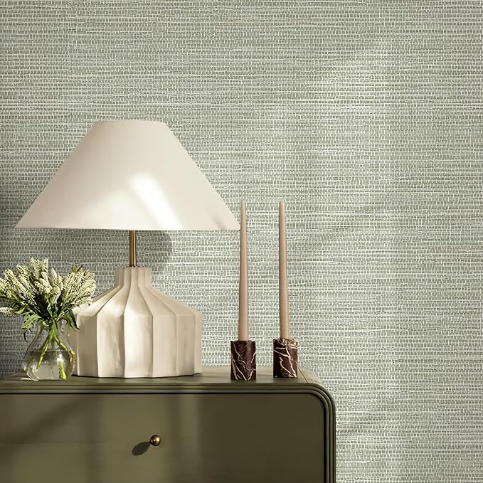 JiffDiff Grasscloth Wallpaper Peel and Stick Cream Grassweave Stick on - Image 5