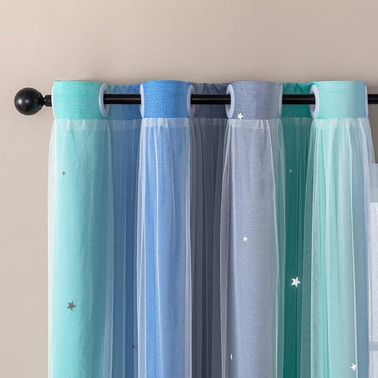 XiDi Curtains for Bedroom Decor, Rainbow BluGrenGrey-52-54 by Addsomecolortolife