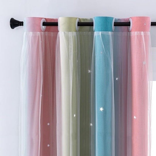 XiDi Curtains for Bedroom Decor, Rainbow Pink-Blue-52-45 by Addsomecolortolife