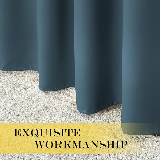 NICETOWN Blackout Curtain Drape 72 inch Long - Grommet Noise Reducing Thermal Insulated Modern Window Treatments for Bedroom Living Room (1 Panel, 52 x 72 Inch, Smoky Blue)