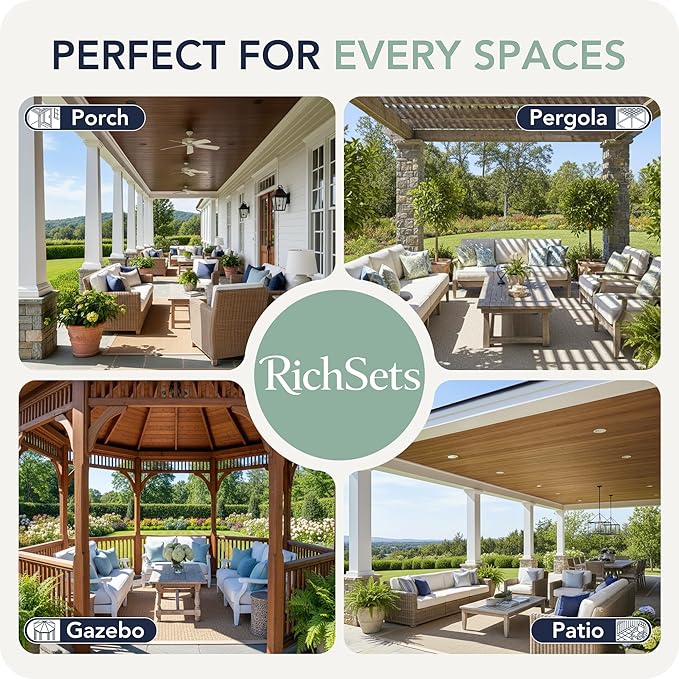 Gazebo Curtains Outdoor Waterproof 6 Panels - Windproof, Privacy, Weatherproof Outside Drapes for Patio Pergola Porch, Grommet Top and Tab Bottom Drape, 54x84 Inch, Grey